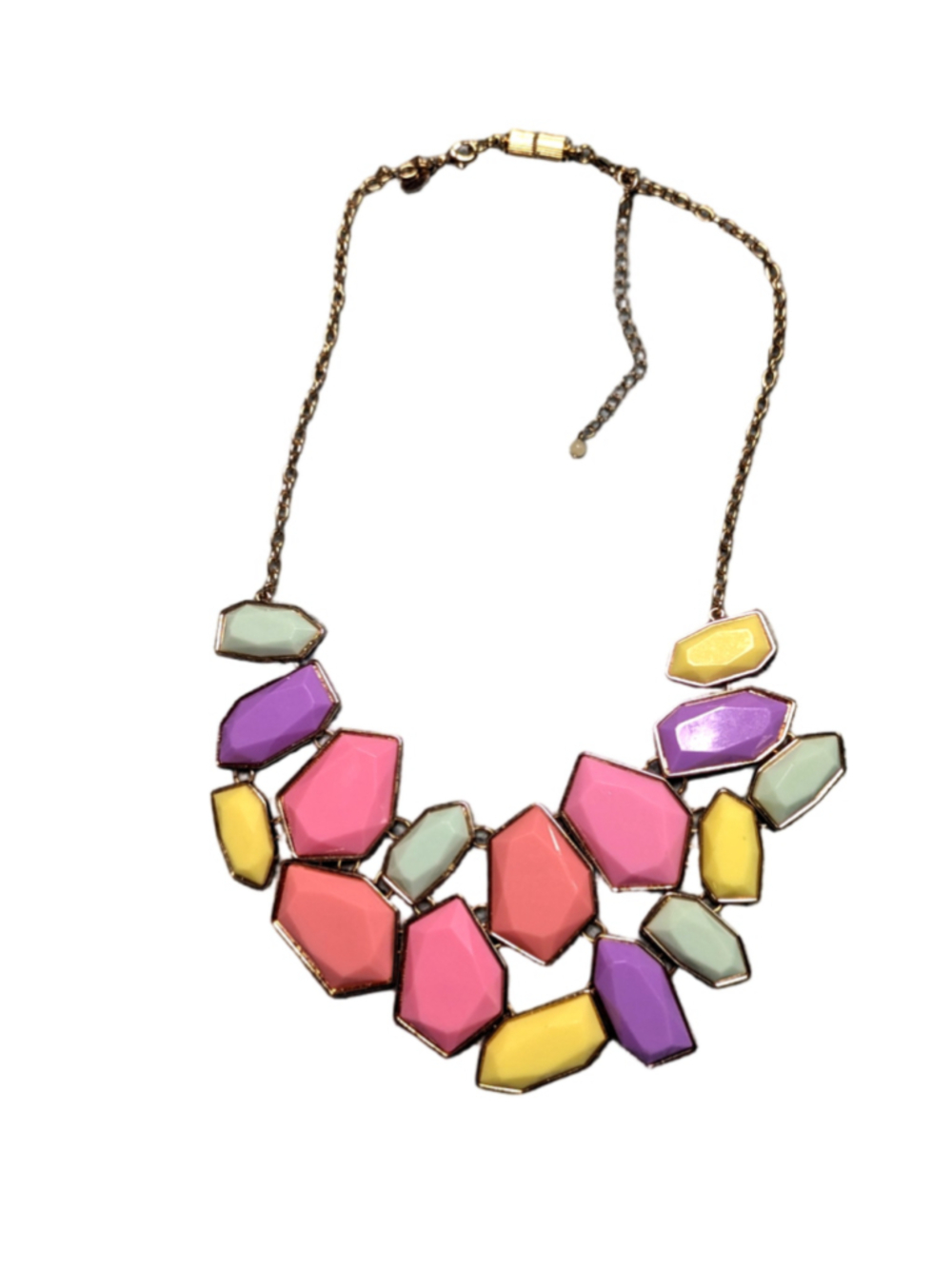 Mark. by Avon Pastel Geometric Bib Statement Necklace Multi Color Gold Tone